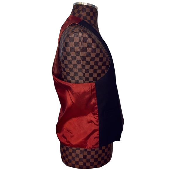 Reversible Mens Navy Blue/Grey/Burnt Orange Vest Gold Buttons Size Medium Preppy - Picture 4 of 15